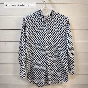 AMINA RUBINACCI Blue & White Print Shirt – Size 46 Italy /10